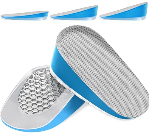 Ailaka 1 Pair Gel Height Increase Insoles, Shock Absorption Heel Cushion Pads, Height Lift Shoes Inserts for Men & Women