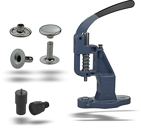 Ista Tools Nietpresse, Ösenpresse,+ Hohlnieten, Nieten, Einzelkopf 6mm, 7mm, 9mm,12mm Stahl (1, Set Presse + Hohlnieten 6x6 mm Silber)