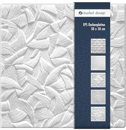 Deckenplatten aus Styropor EPS - Deckenpaneele leicht & robust im modernen Design - (18QM Sparpaket ZEFIR WEISS 50x50cm) Feuchtraum weiß Verkleidung