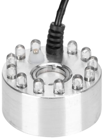 Fdit Mini Mist Maker, 12 LED Water Fountain Ornament Mist Fog Maker Atomizer Air Humidifier Indoor Landscape Decoration (US Plug)