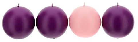 Holyart Advent: Set 4 Kugel-Kerzen für Advent 10cm matt