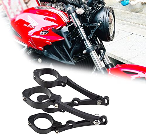 HARPUOU Motorcycle Headlight Bracket 46-50mm Black Headlamp CNC Fork Tube Side Mount Bracket for Most Motorbikes