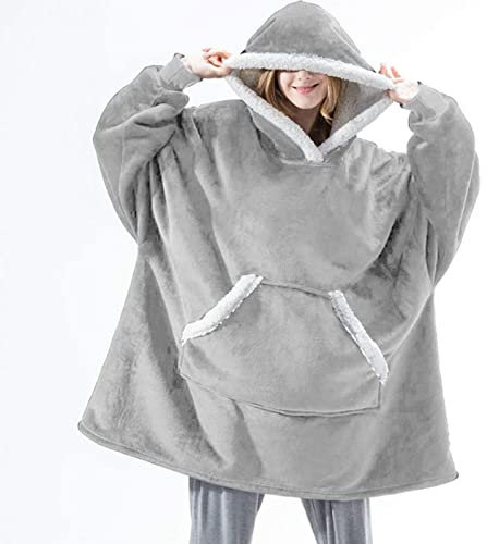 Sherpa Hoodie Sweatshirt Pullover Decke TV-Decke mit Ärmeln und Taschen Fleece Ärmeldecke für Erwachsene, Erwachsene Ärmeldecke Tragbar Weich Warm, für Lounge-Stuhl, Couch,Color6