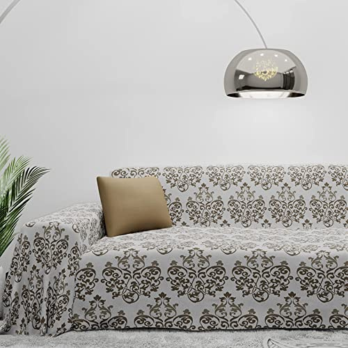 Byour3 - Sofabezug 100% Reine Baumwolle 2 3 4 Sitzer Sofa Cover Sofaüberwurf Auch Für Ecksofa L U Form Sofa-Couch Abdeckung Alles Couchbezug Abwaschbar Blumenmuster (Braun, 2 Sitzer)