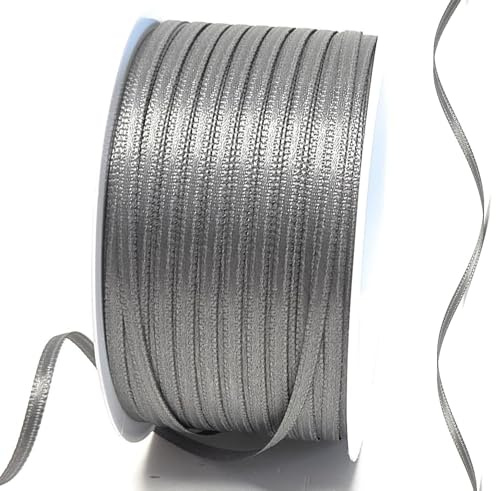 s.dekoda Satinband 50m x 3mm Grau - Anthrazit Schleifenband Dekoband Satin