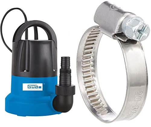 Güde 94627 GFS 401 S Flachsaugerpumpe Tauchpumpe Kellerpumpe & Cornat Schlauchschelle - Ø 20-32 mm Spannweite - 9 mm Bandbreite - 2 Stück im Set - Aus rostfreiem Edelstahl