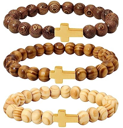 Eigso Holzperlen Armband Herren Damen 8mm für Meditation Buddhist Handgelenk Weihnachtsgeschenke