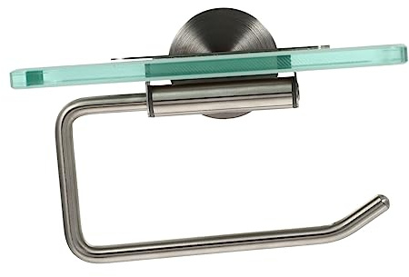 Angoily Wandmontierter Rollenpapierhalter Einfach zu Montieren aus Edelstahl mit Glas Platzsparende Aufbewahrung für Klopapier