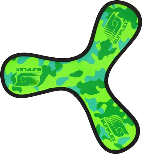 Sunflex® Jerseyprene Cassini Camo Green | Leichter Bumerang für den Strand und den Park | sehr weich und lässt Sich ohne Verletzungsgefahr fangen | extrem robust und für Jede Altersgruppe