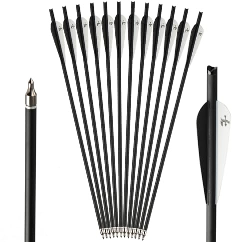 S F Armbrustbolzen, Armbrustpfeile aus Carbon für die Jagd und Zielübungen (12er-Pack)