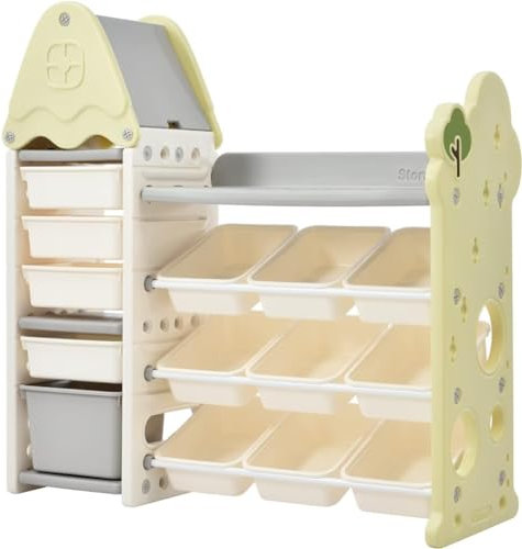 Spielzeugregal Spielzeug Organizer Kunststoff-Spielzeug-Aufbewahrungs-Organizer Mit 14 Aufbewahrungsbehältern, Spielzeug-Organizer-Rack Für Spielzimmer, Klassenzimmer Spielzeug Aufbewahrung Regal ( Co
