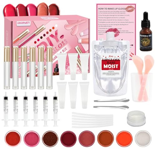 Lipgloss Selber Machen, Vezerd Lipgloss Making Kit, Kreative Basteln Erwachsene DIY Herstellung Set, Mädchen Lip Gloss Set Lustiges Make up Geschenk Für Frauen, Rose