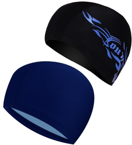 Visxcnu 2Pcs Bonnet De Bain Piscine Natation de Natation Unisexe, Bonnet de Natation pour Garçons et Filles, Bonnet de Natation avec Bord Renforcé, Bonnet de Natation Doux et Résistant
