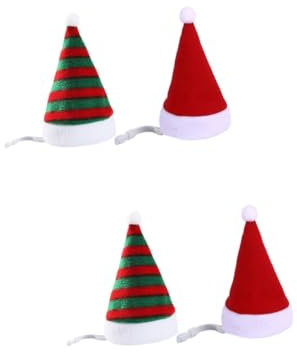INOOMP 4stücke Weihnachtsmützen Für Haustiere Niedliche Katzen Und Hundekopfbedeckungen Für Feiertage Rote Gestreifte Designs Für Festliche Anlässe