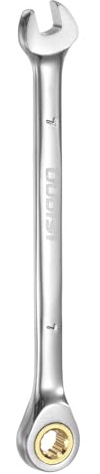 sourcing map Llave combinada de trinquete métrica, 7 mm, 12 puntos y 72 dientes CR-V, herramienta para reparación mecánica