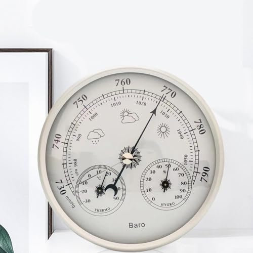 3-in-1-Wetterstation für den Innen- und Außenbereich, 130 mm Zifferblatt, Luftdruck, Temperaturanzeige, Thermometer, Hygrometer und Barometer