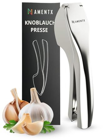 AMENTX Garlic Press & Crusher - Peeler & Rocker - Kitchen Equipment