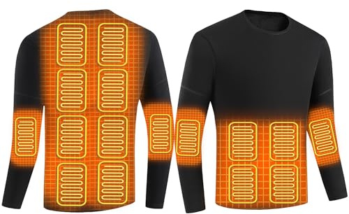 YAMNYSS Camiseta Térmica Calefactada para Hombre Calefacción Eléctrica Ropa Interior Camisa Caza Esquí Moto Deporte Al Aire Libre Ropa Calefactada,Negro,L