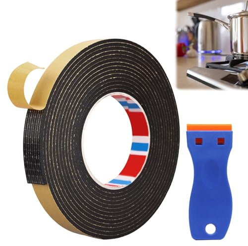 Mastice Per Piano Cottura, Nastro Sigillante Per Piano Cottura Con Piccolo Raschietto, 5m Adesivo Resistente alle Alte Temperature, Guarnizione Adesiva Per Piano Cottura Per Sigillare E Isolare