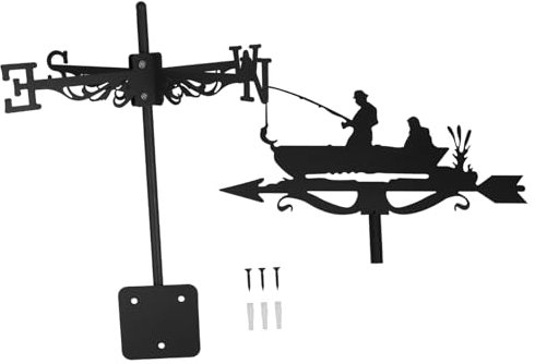 Girouette De Pêcheur en Métal pour Montage De Jardin Outil De Mesure pour Une Utilisation en Extérieur Construction en Fer Robuste Installation Facile Décoration