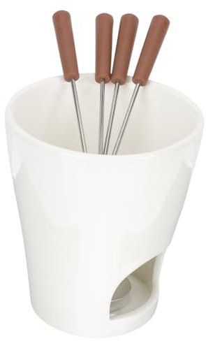 ABOOFAN Ceramic Chocolate Melting Furnace Fondue Pot for Melting Chocolate Cheese Butter Lovely Dessert Bowl and Fondue Fork for Household Use