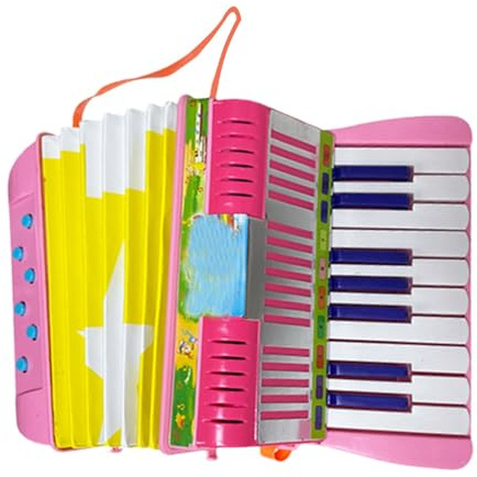 Button Accordion for Kids,6Bass 17Keys Small Button Accordion - Cute Educational Toy Preschool Musical Instrument for Boys & Girls