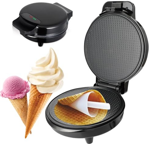 Máquina Eléctrica para Hacer Conos De Gofre, Calentamiento Doble, Molde Antiadherente De Acero Inoxidable, Máquina Comercial para Hacer Conos Helado Control De Temperatura, Máquina para Rollitos