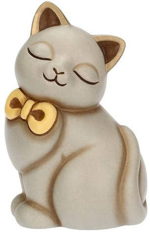 Thun Gatto Momi con Fiocco, Medio, Ceramica, Collezione Altro novità 2025, 7,5 x 6,7 x 11,4 cm