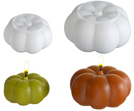 Junhui 2 Pièces Citrouille Moules à Bougie, 3D Halloween Moule époxy Silicone en Forme de Citrouille, Décoration de la Maison, Moule à Savon, Décoration de Fête Halloween