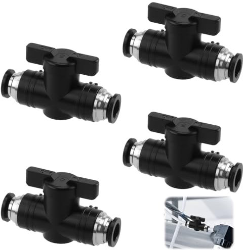 4 Pezzi Connettore Pneumatico Valvola 8mm, BUC Valvole a Sfera Pneumatica per Controllare L'apertura e La Chiusura Del Fluido, Pneumatica Valvola di Controllo Può per Utensili Pneumatici