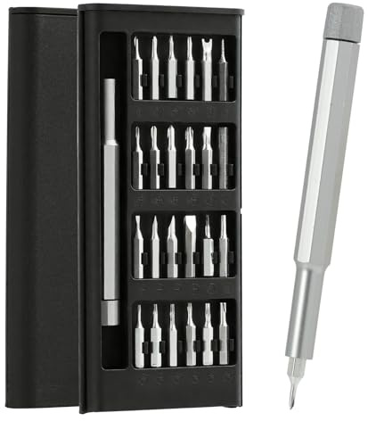 25 en 1 Kit De Tournevis de PréCision avec embouts Triangulaires, Torx T5, Cruciforme, Plat, 25 en 1 Mini Set Outils Portables pour Lunettes, Montres, Jouets