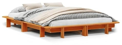 Eleganz Massivholzbett Kiefernholz 120x190 cm - Naturbelassenes Wachsbraun, Langlebig & Stabil für Schlafzimmer - Ohne Matratze - Rustikales Design für Erholsamen Schlaf