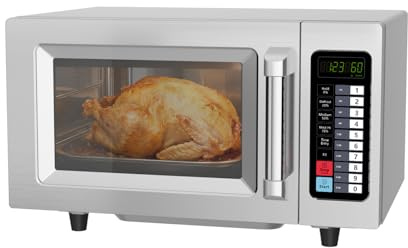 CROSSON Commercial Countertop 25L Microwave Oven W/ 10 Programmable Memory Menu,5 Power Level,3 Stage Cooking and Touch Screen Control-1000W,0.9 Cu.Ft