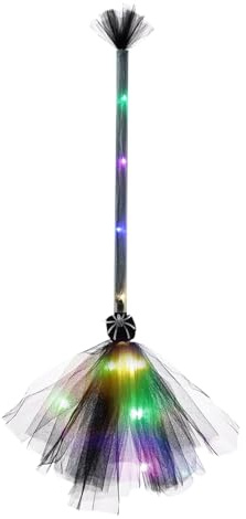 Pavsicgn Escoba De Bruja Para Niños Pequeños, Escoba De Bruja De Halloween Con Luz LED, Accesorios De Cosplay, Decoración De Halloween