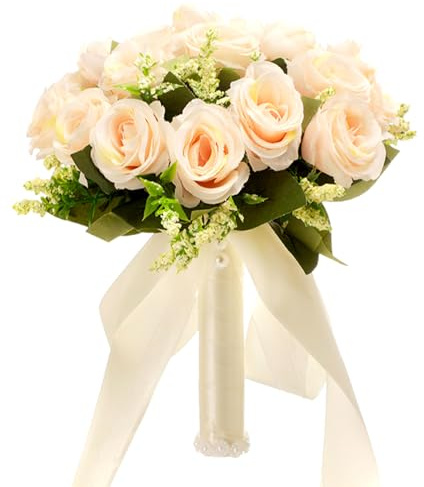 Brautstrauß,Brautstrauss,Hochzeitsstrauß,Hochzeit Blumenstrauß Koreanischen Stil Gefälschte Braut Bouquet Blume Künstlich,für Hochzeiten im Freien, Requisiten für Fotoshootings (Champagnerfarbe)