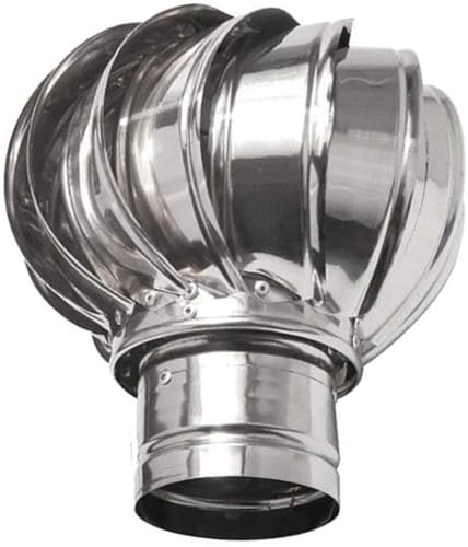 GJZQDKX Rotary Turbine Ventilator Stainless Steel Rotating Chimney Cowl Cap Spinner Anti-Downdraught Fits Most Standard Chimney Pots Chimney Pot Cap(110mm/4.3Inch)