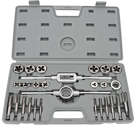 EJGMCNSGB Ensemble Complet de tarauds et filières métriques, Accessoires Professionnels pour réparations mécaniques Automobiles, 27 pièces