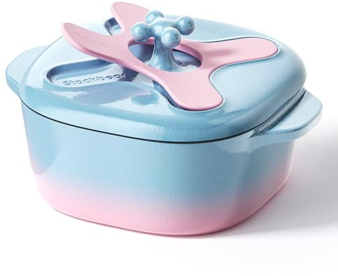 Stackbear 4.7L Enameled Cast Iron Dutch Oven Pot with Lid – Premium Durability & Oven Safe – Casserole Pot With Lid Perfect for Bread Baking, Stews, Braising & Roasting – Light Blue