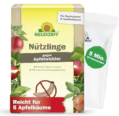 Neudorff Nützlinge gegen Apfelwickler – 5 Mio. SF-Nematoden zur natürlichen und schnellen Bekämpfung von Apfelwickler-Larven. Für 5 Apfelbäume