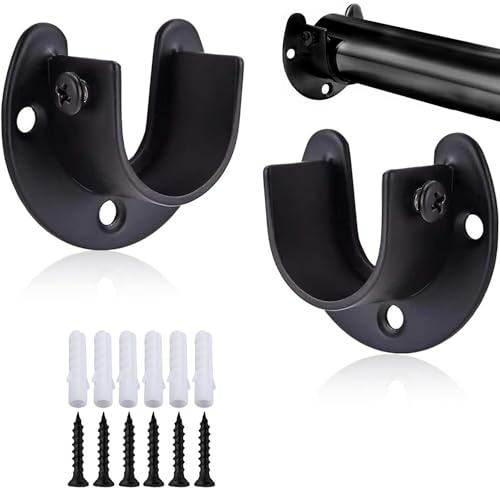 MejaRizon 19mm Kleiderstangen Halterung(19-32mm), 2 Stück U-Form Edelstahl Stangenhalter, Verstellbar Stangenhalterung, kleiderstangenhalter Geeignet für Kleiderschrank, Schrank, Balkon,Badezimmer