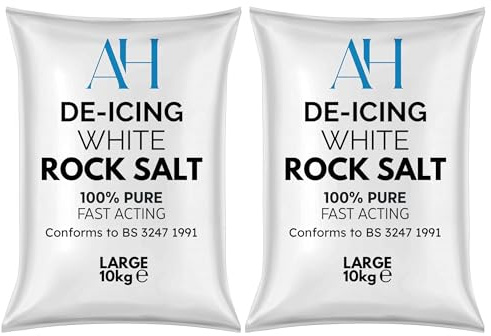 De-Icing Salt, 2 x 10kg (Total 20kg) – Fast-Acting & High-Purity White Rock Salt | Quick Snow & Ice Removal | No Residue | Easy to Spread for Driveways, Paths & Roads | Packaging May Vary
