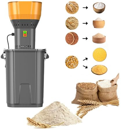 Mulino per cereali elettrico 30L/45L 1300W in acciaio inox – 7 setacci, macinatura regolabile per grano, mais, riso, caffè e spezie(30L)