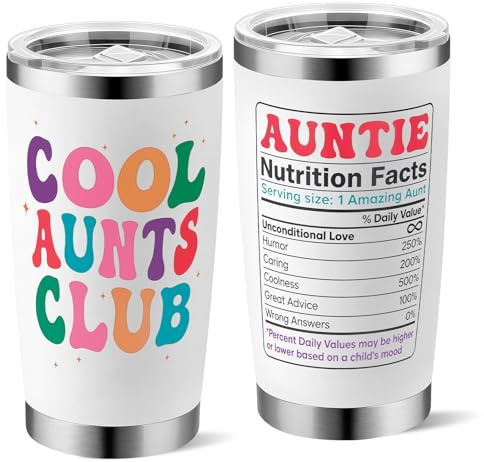 Yuecda Aunt Christmas Gifts - Cool Aunts Club Tumbler 20oz - Birthday Presents for Best Aunt Ever - Auntie Birthday Gifts Travel Mug - Unique Gift for Aunts - in My Auntie Era Coffee Tumbler