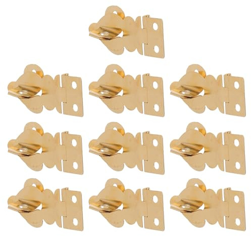 Baluue 10pcs Mini Solid Brass Hasp Lock with Screws for Wooden Jewelry Boxes, Small Decorative Padlock Clasps Suitable for Cabinets, Chests, and Craft Boxes