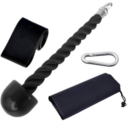 Garneck Sangle de Tirage Musculation en Nylon et Latex Noir, Bande de Résistance pour Biceps et Triceps, Accessoire Muscu Facile à Utiliser, pour Gym et Rope LAT Pull Downs