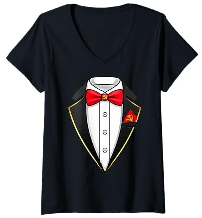 Mujer Esmoquin soviético de Martillo y Hoz Camiseta Cuello V