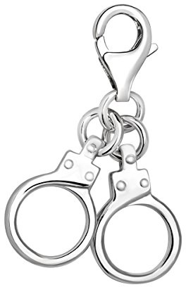 Quiges Charms Anhänger Handschellen Versilbert Damen Schmuck für Bettelarmband