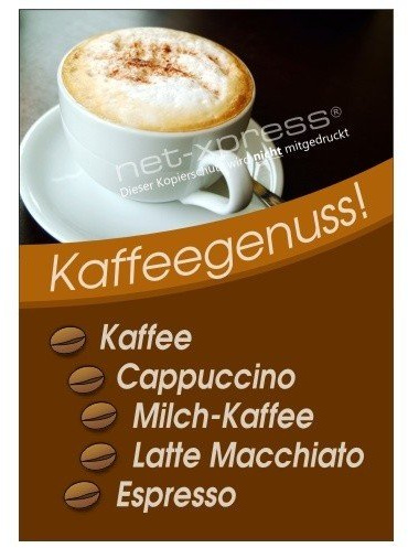 net-xpress Plakat Kaffeegenuss als Reklame für Kaffee DIN A1, Werbeplakat Poster Coffee