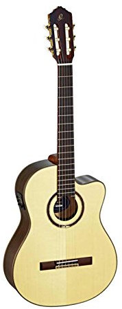 Ortega Guitars Konzert Gitarre Elektro-Akustisch – 4/4, Slim Neck – Performer Series – Inklusive Gig Bag – Massive Sitka Fichte, Walnuss, Hochglanz Natur (RCE158SN)