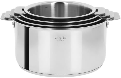 Cristel - S4CQMP- Série de 4 Casseroles INOX 14-16-18-20cm sans poignée Amovible - Collection Casteline